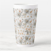 Luxury, Elegant, Gold Grey Flowers Pattern  カフェラテマグ (正面)
