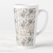 Luxury, Elegant, Gold Grey Flowers Pattern  カフェラテマグ (右)