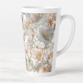 Luxury, Elegant, Gold Grey Flowers Pattern  カフェラテマグ (右)