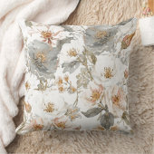 Luxury, Elegant, Gold Grey Flowers Pattern  クッション (ブランケット)