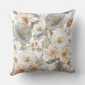 Luxury, Elegant, Gold Grey Flowers Pattern  クッション (裏面)