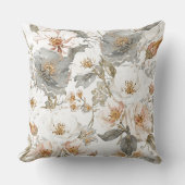 Luxury, Elegant, Gold Grey Flowers Pattern  クッション (正面)