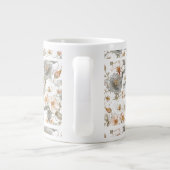 Luxury, Elegant, Gold Grey Flowers Pattern  ジャンボコーヒーマグカップ (裏面)