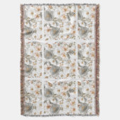 Luxury, Elegant, Gold Grey Flowers Pattern  スローブランケット (正面縦)