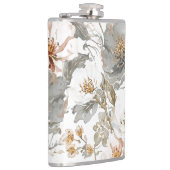 Luxury, Elegant, Gold Grey Flowers Pattern フラスク (右)