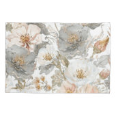 Luxury, Elegant, Gold Grey Flowers Pattern  枕カバー (裏面)