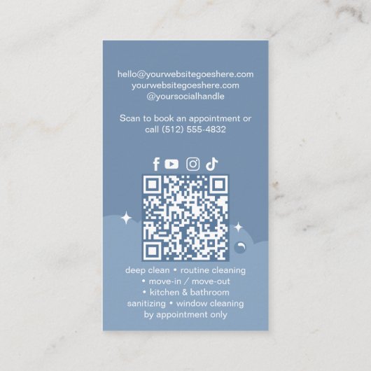Luxury Elegant Maid House Cleaning Photo QR Code 名刺 (裏面)