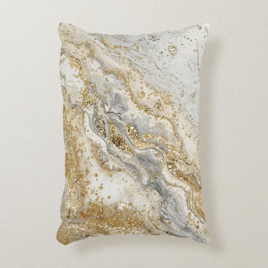 Luxury, Elegant, Modern Gold Grey Pattern アクセントクッション (正面(垂直))