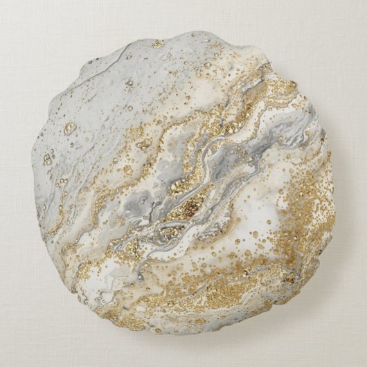 Luxury, Elegant, Modern Gold Grey Pattern ラウンドクッション (裏面)