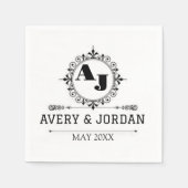 Luxury Elegant Monogram with Initials white スタンダードカクテルナプキン (正面)