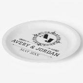 Luxury Elegant Monogram with Initials white ペーパープレート (アングル)