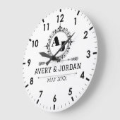 Luxury Elegant Monogram with Initials white ラージ壁時計 (傾斜)