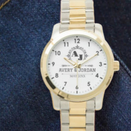 Luxury Elegant Monogram with Initials white 腕時計