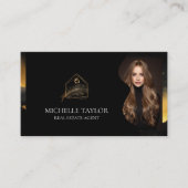 Luxury Elegant Real Estate Realtor Photo Gold 名刺 (正面)