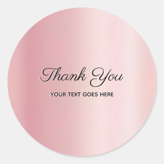 Luxury Elegant Rose Gold Custom Text Thank You ラウンドシール (正面)