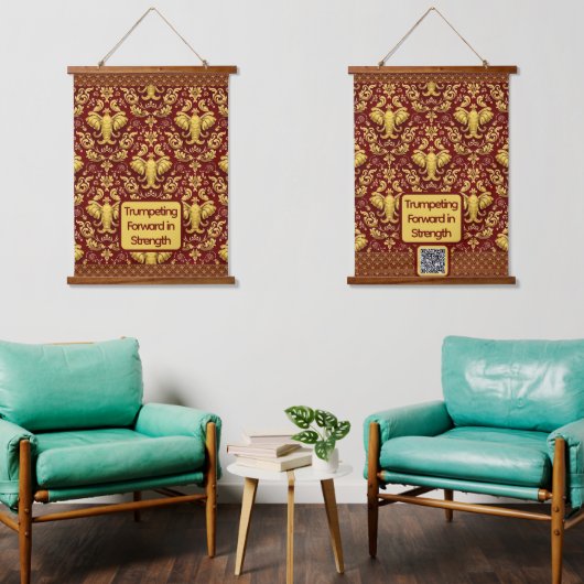  Luxury Elephant : Achempong Mara Trumpeting Glory 吊り下げ型タペストリー (リビング)