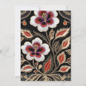Luxury Embroidered Floral Black and Gold Elegant 招待状 (裏面)
