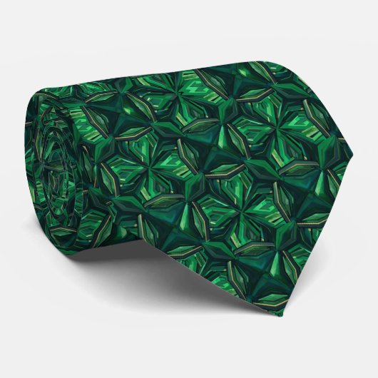 Luxury Emerald Gemstone Geometric Pattern ネクタイ (ロール)