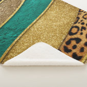 Luxury Emerald & Gold Safari Leopard Zebra Glitter シェルパブランケット (3/4)
