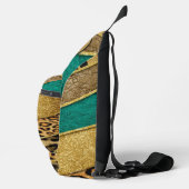 Luxury Emerald & Gold Safari Leopard Zebra Glitter スリングバッグ (右)