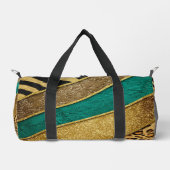 Luxury Emerald & Gold Safari Leopard Zebra Glitter ダッフルバッグ (正面)