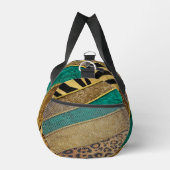 Luxury Emerald & Gold Safari Leopard Zebra Glitter ダッフルバッグ (右)
