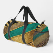 Luxury Emerald & Gold Safari Leopard Zebra Glitter ダッフルバッグ (右コーナー)
