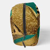 Luxury Emerald & Gold Safari Leopard Zebra Glitter ドップキット (右)