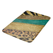 Luxury Emerald & Gold Safari Leopard Zebra Glitter バスマット (アングル)