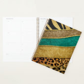 Luxury Emerald & Gold Safari Leopard Zebra Glitter プランナー手帳 (ディスプレー)