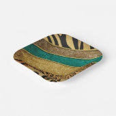 Luxury Emerald & Gold Safari Leopard Zebra Glitter ペーパープレート (傾斜あり)