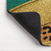 Luxury Emerald & Gold Safari Leopard Zebra Glitter マウスパッド (コーナー)