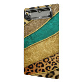 Luxury Emerald & Gold Safari Leopard Zebra Glitter ミニクリップボード (アングル2)