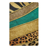 Luxury Emerald & Gold Safari Leopard Zebra Glitter ミニクリップボード (裏面)