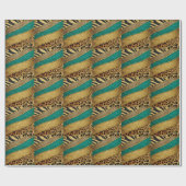 Luxury Emerald & Gold Safari Leopard Zebra Glitter ラッピングペーパー (フラット)