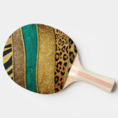 Luxury Emerald & Gold Safari Leopard Zebra Glitter 卓球ラケット (横)