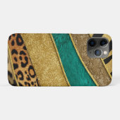 Luxury Emerald & Gold Safari Leopard Zebra Glitter Case-Mate iPhoneケース (裏面(横))