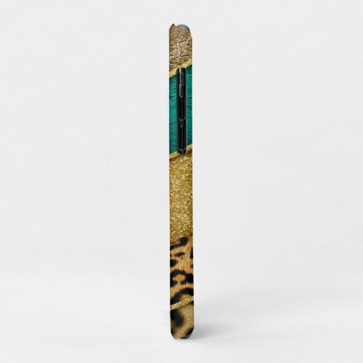 Luxury Emerald & Gold Safari Leopard Zebra Glitter Case-Mate iPhoneケース (裏面/左)