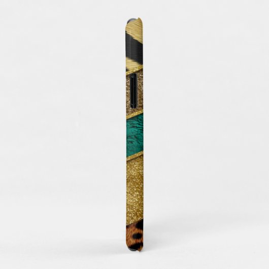 Luxury Emerald & Gold Safari Leopard Zebra Glitter Case-Mate iPhoneケース (裏面/右)