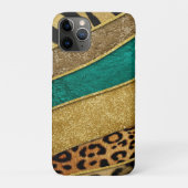 Luxury Emerald & Gold Safari Leopard Zebra Glitter Case-Mate iPhoneケース (裏)