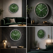Luxury Emerald Green Arabic Numeral Modern Islamic ラージ壁時計
