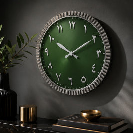 Luxury Emerald Green Arabic Numeral Modern Islamic ラージ壁時計
