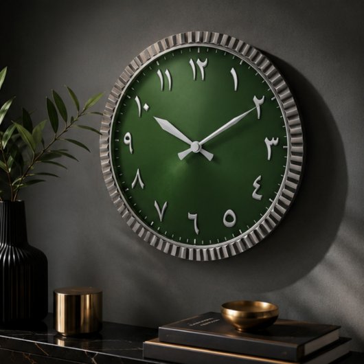 Luxury Emerald Green Arabic Numeral Modern Islamic ラージ壁時計