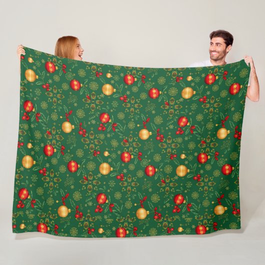 Luxury Emerald Green Christmas Throw Blanket フリースブランケット (インサイチュ)