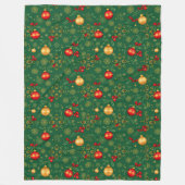 Luxury Emerald Green Christmas Throw Blanket フリースブランケット (正面)