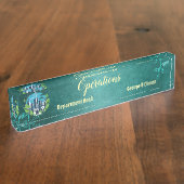Luxury Emerald Green Department Head Faculty Logo  デスクネームプレート (側面)