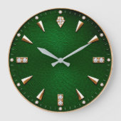 Luxury Emerald Green Diamond  Premium Gold ラージ壁時計 (正面)