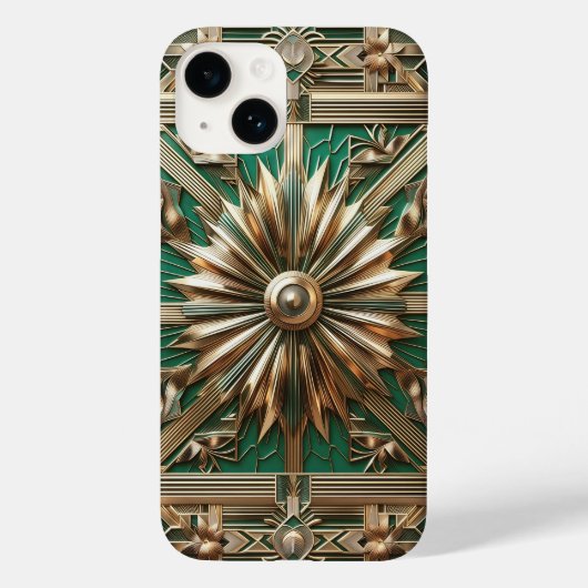 Luxury Emerald Green & Gold Art Deco Phone Case  Case-Mate iPhoneケース (裏面)