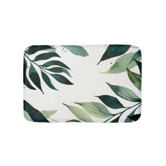 Luxury Emerald Green Gold Botanical Bath Mat バスマット (正面)