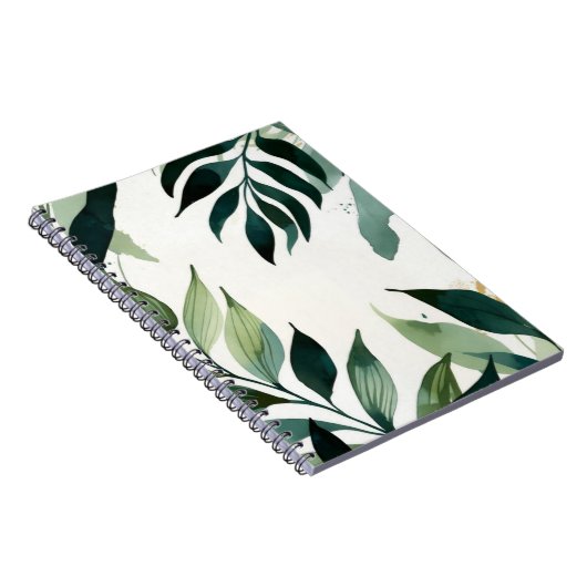 Luxury Emerald Green & Gold Botanical Notebook ノートブック (右側)